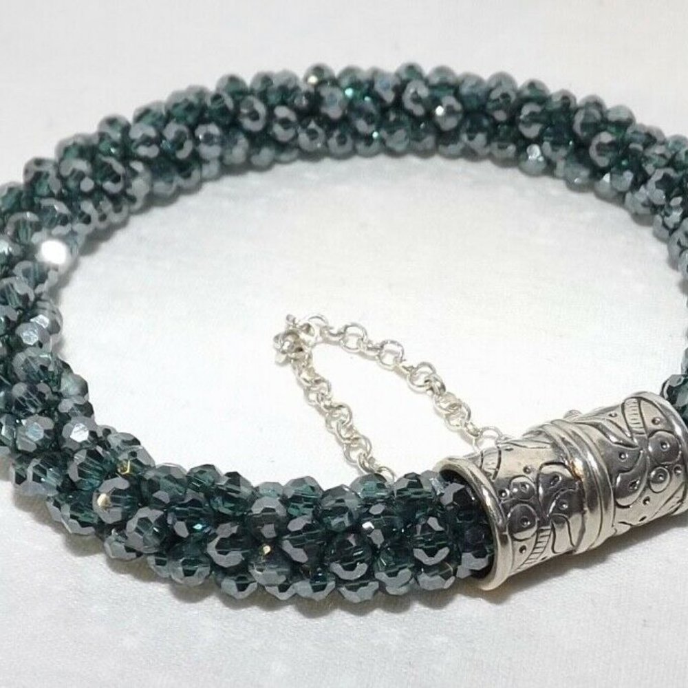 SILPADA Sterling 925 Crochet Crystal Bead Bracelet
